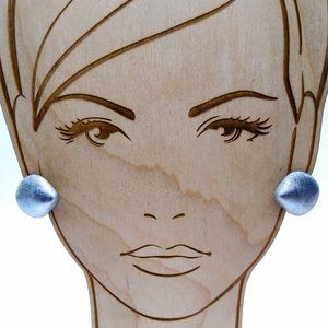 Paris Designer Elena Cantacuzene Earrings, EMMA Pewter Modernist Clip On